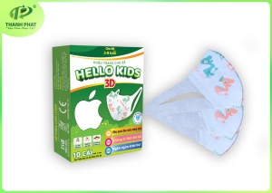 KHẨU TRANG EM BÉ HELLO KIDS 3D ( Họa tiết khủng long - 10 Cái/hộp )